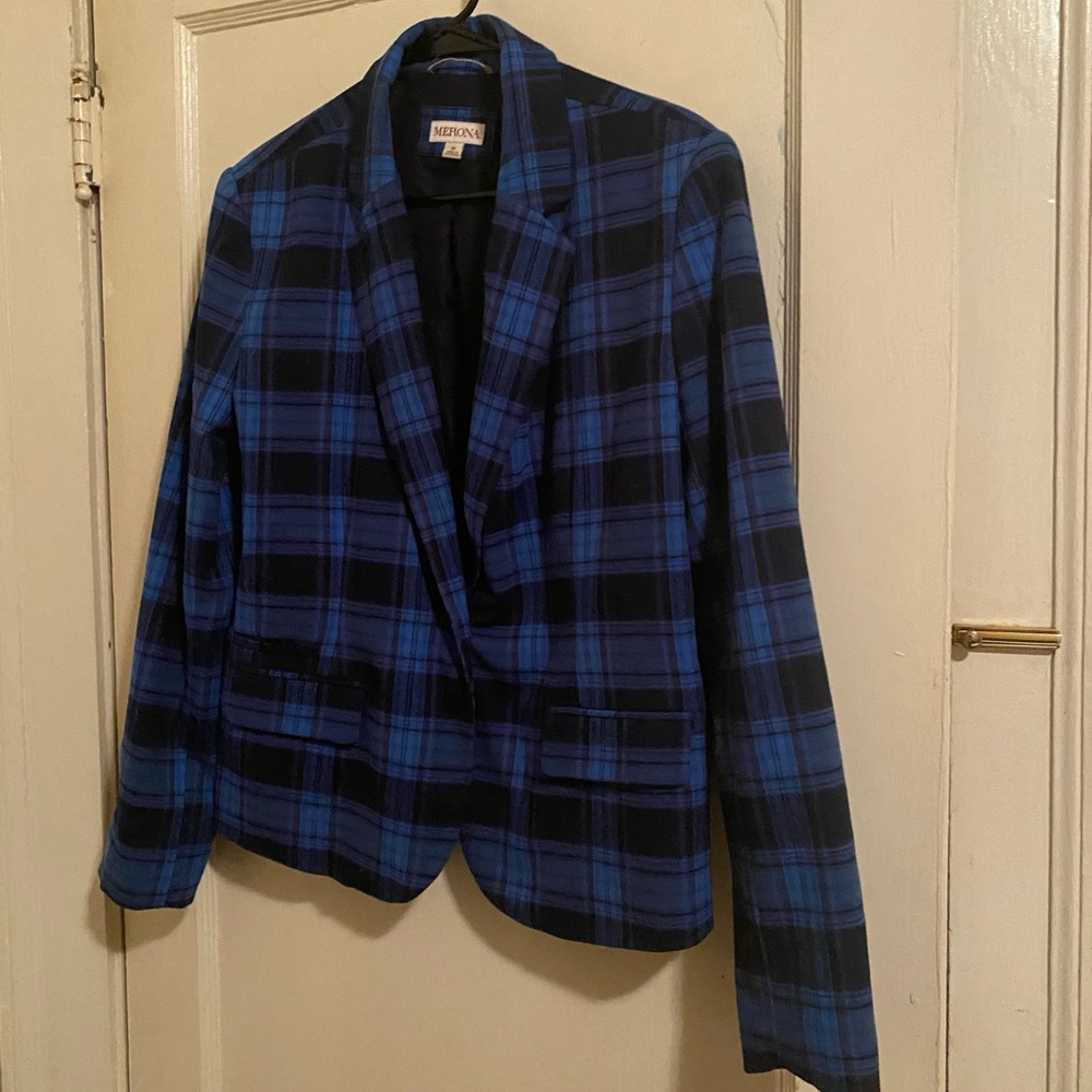 Blue plaid blazer